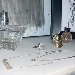 Silver Necklace, Silver Ring, Gold ring